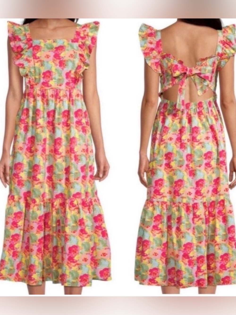 Peyton & Parker Floral Cotton Midi Dress Size Medium